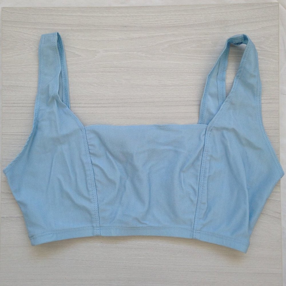 *5/$25* Shiny Blue Square Crop Top